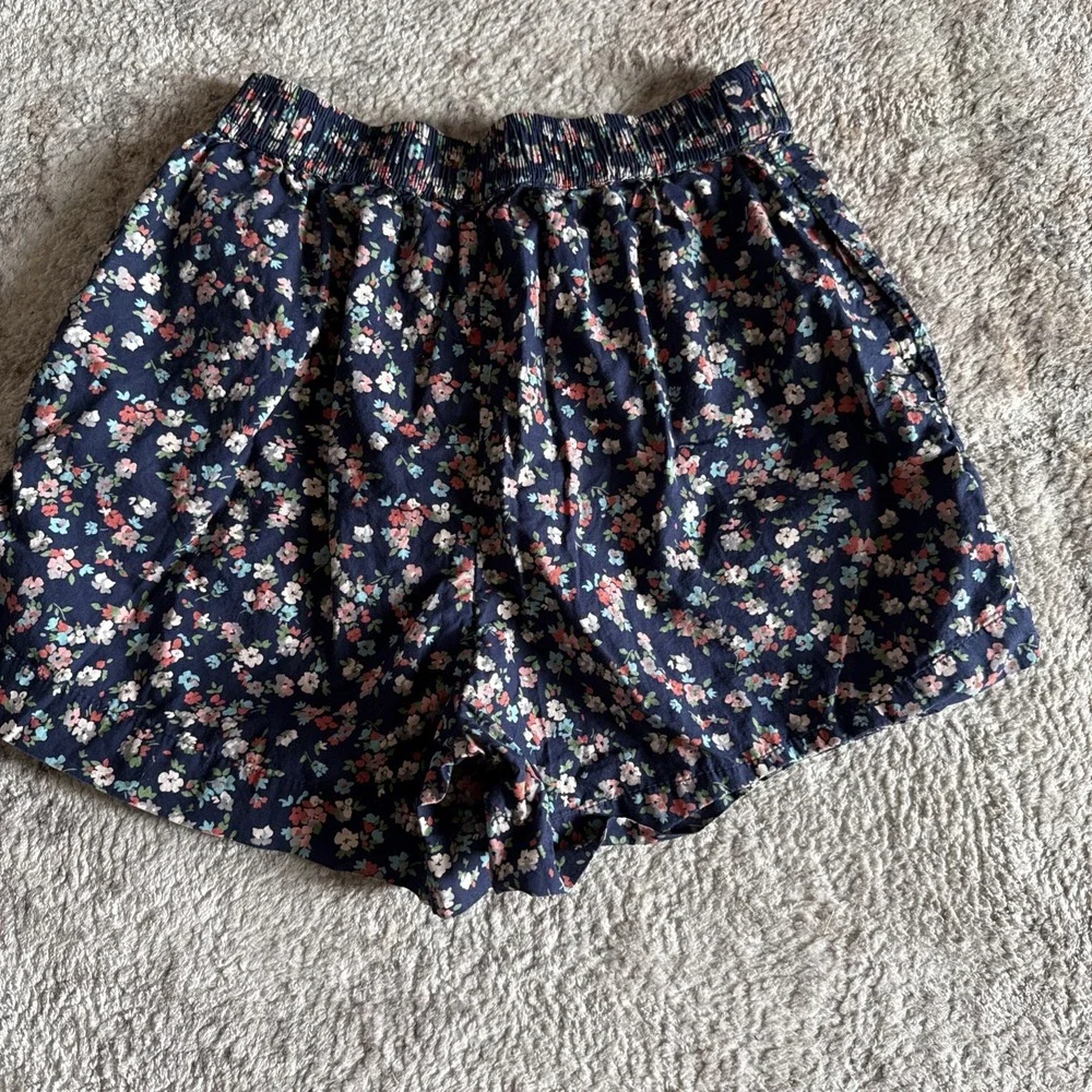 Anthropologie The Wren Boxer Shorts Women Size XXS Blue Floral Print